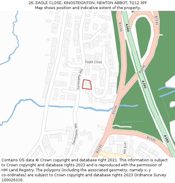 26, EAGLE CLOSE, KINGSTEIGNTON, NEWTON ABBOT, TQ12 3PF: Location map and indicative extent of plot