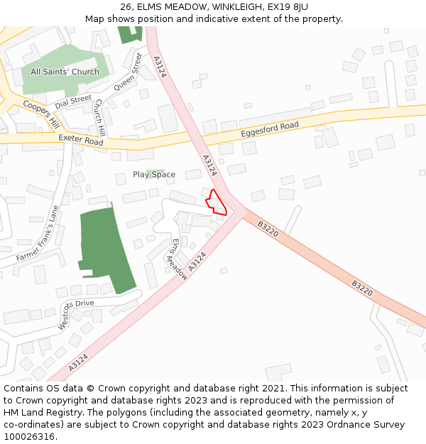 26, ELMS MEADOW, WINKLEIGH, EX19 8JU: Location map and indicative extent of plot