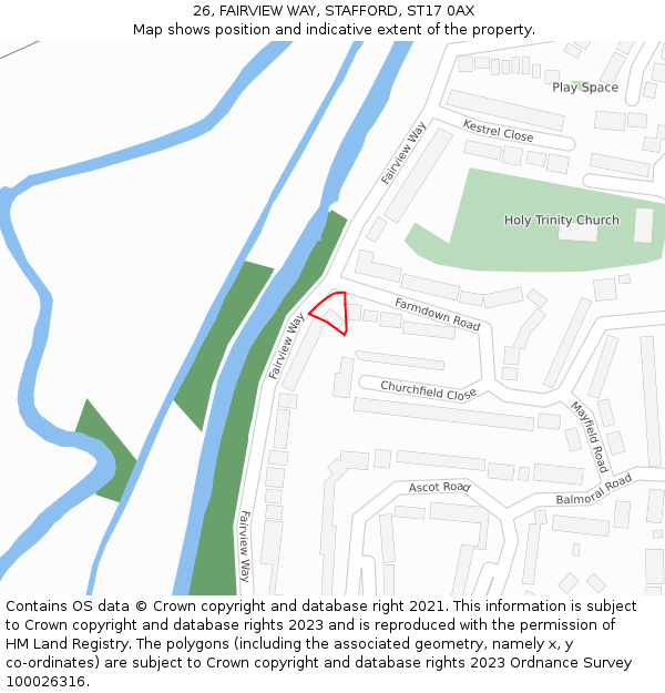 26, FAIRVIEW WAY, STAFFORD, ST17 0AX: Location map and indicative extent of plot