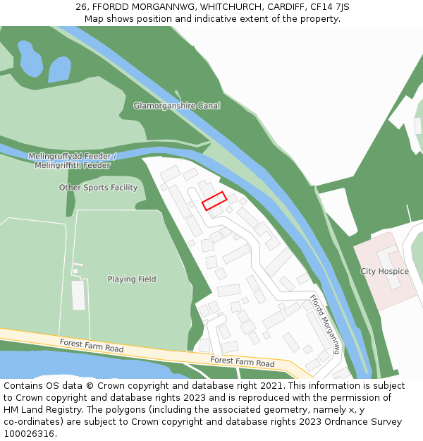 26, FFORDD MORGANNWG, WHITCHURCH, CARDIFF, CF14 7JS: Location map and indicative extent of plot