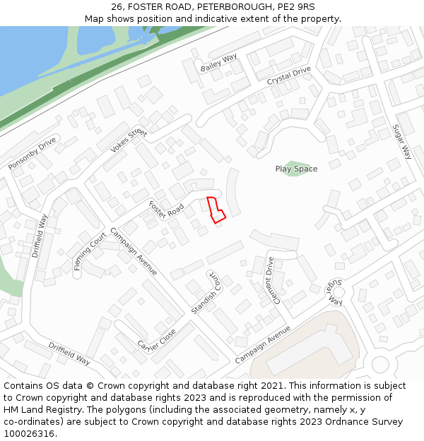 26, FOSTER ROAD, PETERBOROUGH, PE2 9RS: Location map and indicative extent of plot