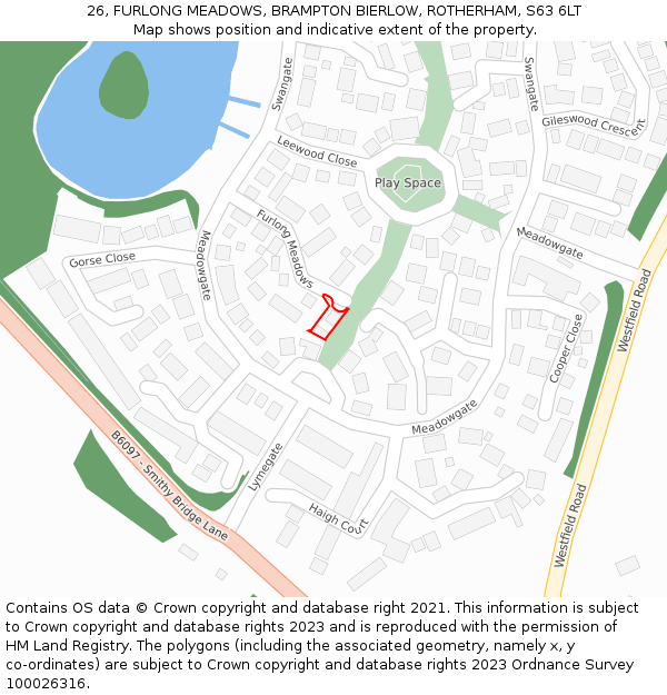 26, FURLONG MEADOWS, BRAMPTON BIERLOW, ROTHERHAM, S63 6LT: Location map and indicative extent of plot