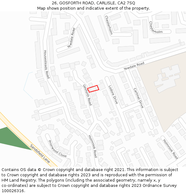 26, GOSFORTH ROAD, CARLISLE, CA2 7SQ: Location map and indicative extent of plot