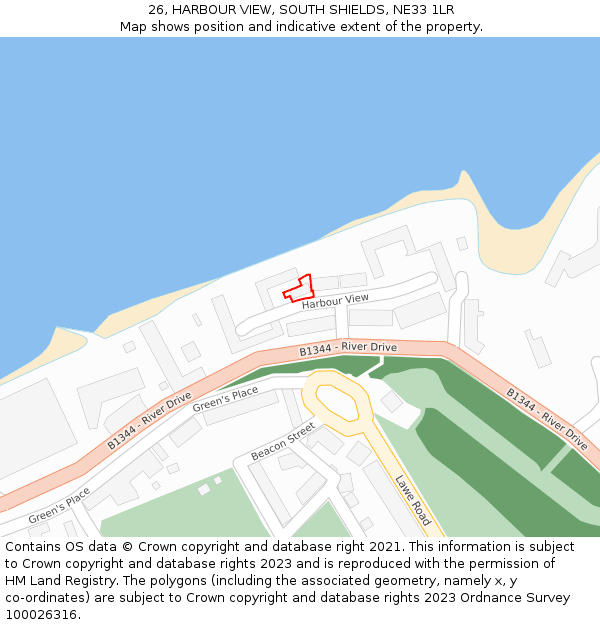 26, HARBOUR VIEW, SOUTH SHIELDS, NE33 1LR: Location map and indicative extent of plot