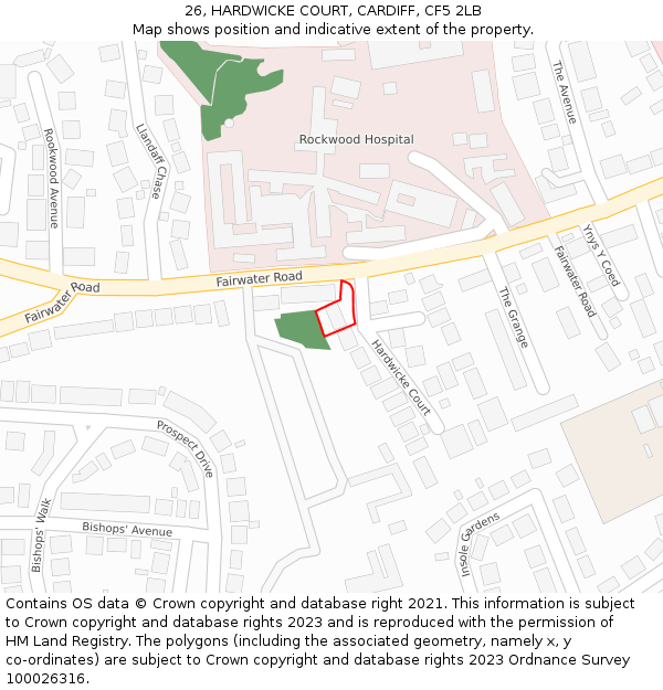 26, HARDWICKE COURT, CARDIFF, CF5 2LB: Location map and indicative extent of plot
