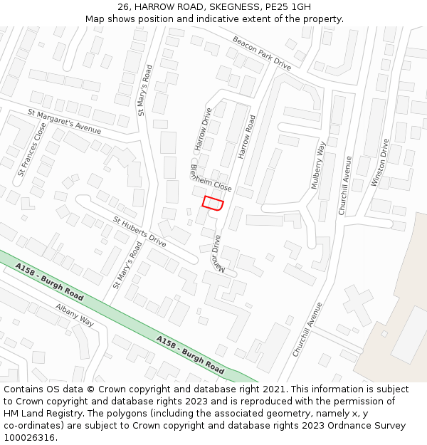 26, HARROW ROAD, SKEGNESS, PE25 1GH: Location map and indicative extent of plot