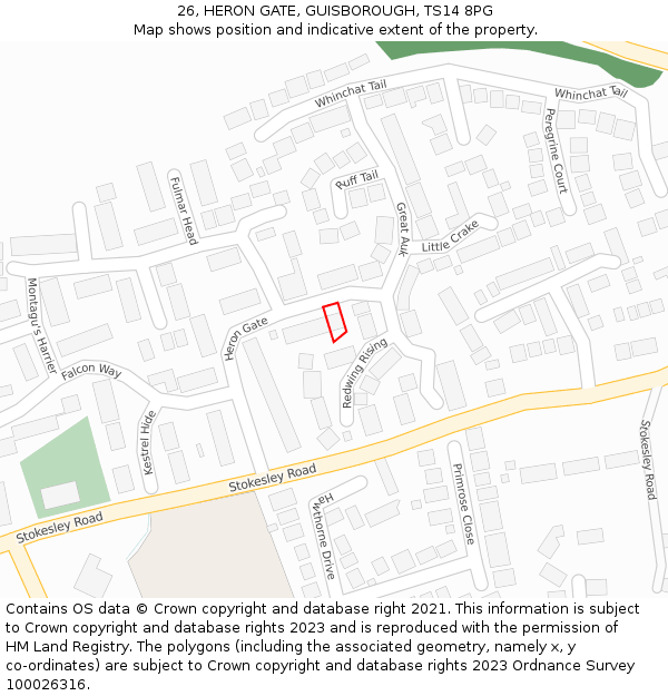 26, HERON GATE, GUISBOROUGH, TS14 8PG: Location map and indicative extent of plot