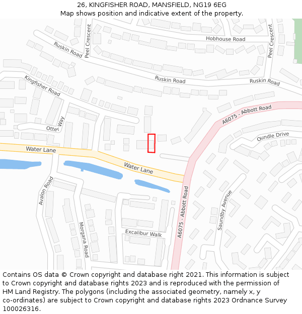 26, KINGFISHER ROAD, MANSFIELD, NG19 6EG: Location map and indicative extent of plot