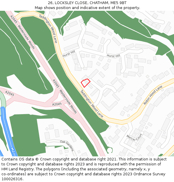 26, LOCKSLEY CLOSE, CHATHAM, ME5 9BT: Location map and indicative extent of plot