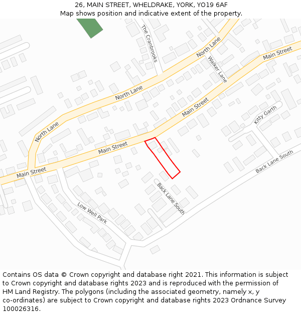 26, MAIN STREET, WHELDRAKE, YORK, YO19 6AF: Location map and indicative extent of plot