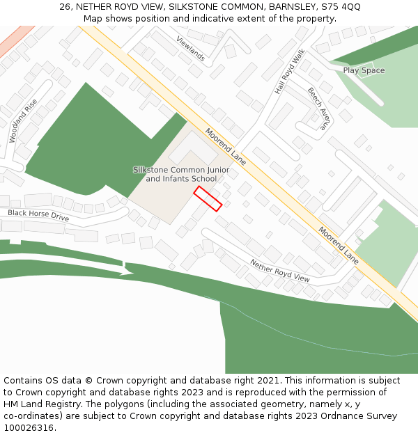 26, NETHER ROYD VIEW, SILKSTONE COMMON, BARNSLEY, S75 4QQ: Location map and indicative extent of plot