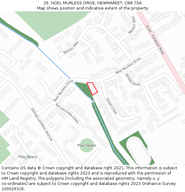 26, NOEL MURLESS DRIVE, NEWMARKET, CB8 7SA: Location map and indicative extent of plot
