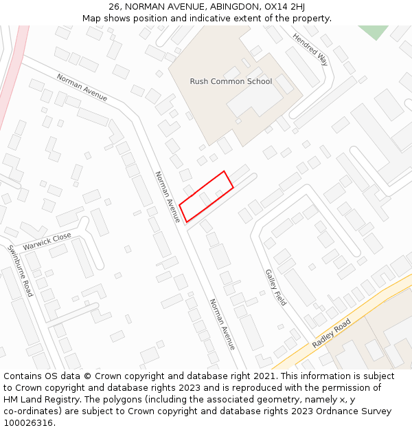 26, NORMAN AVENUE, ABINGDON, OX14 2HJ: Location map and indicative extent of plot