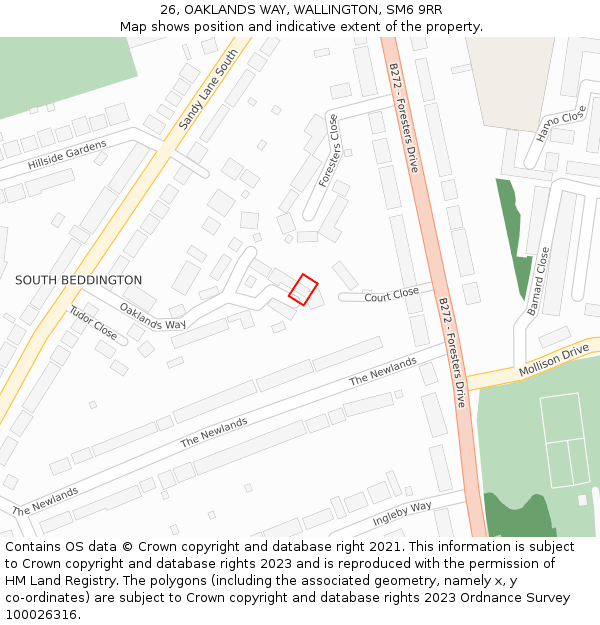 26, OAKLANDS WAY, WALLINGTON, SM6 9RR: Location map and indicative extent of plot