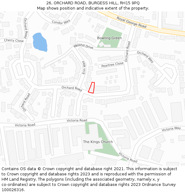26, ORCHARD ROAD, BURGESS HILL, RH15 9PQ: Location map and indicative extent of plot