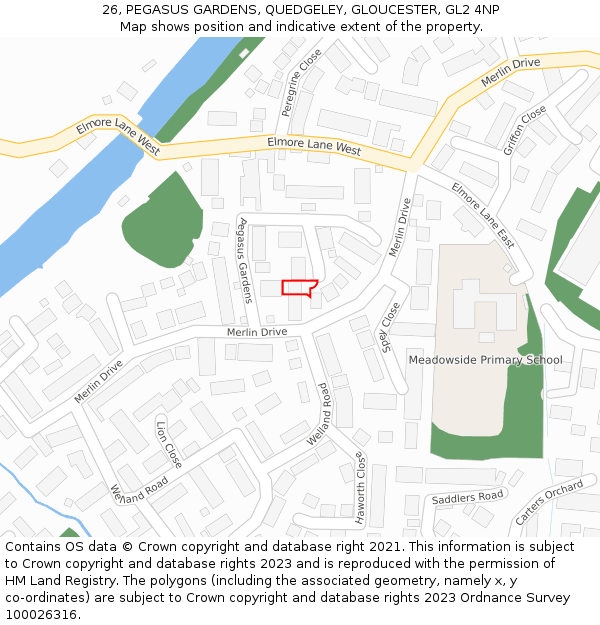 26, PEGASUS GARDENS, QUEDGELEY, GLOUCESTER, GL2 4NP: Location map and indicative extent of plot