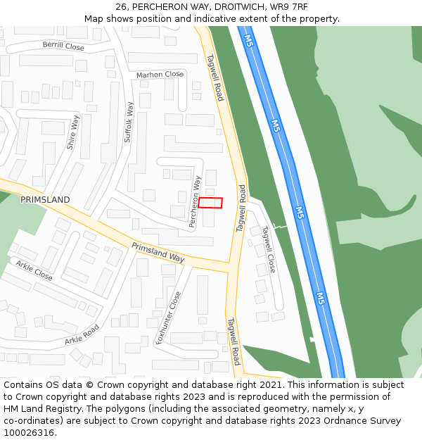 26, PERCHERON WAY, DROITWICH, WR9 7RF: Location map and indicative extent of plot