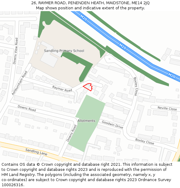 26, RAYMER ROAD, PENENDEN HEATH, MAIDSTONE, ME14 2JQ: Location map and indicative extent of plot