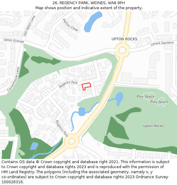 26, REGENCY PARK, WIDNES, WA8 9PH: Location map and indicative extent of plot