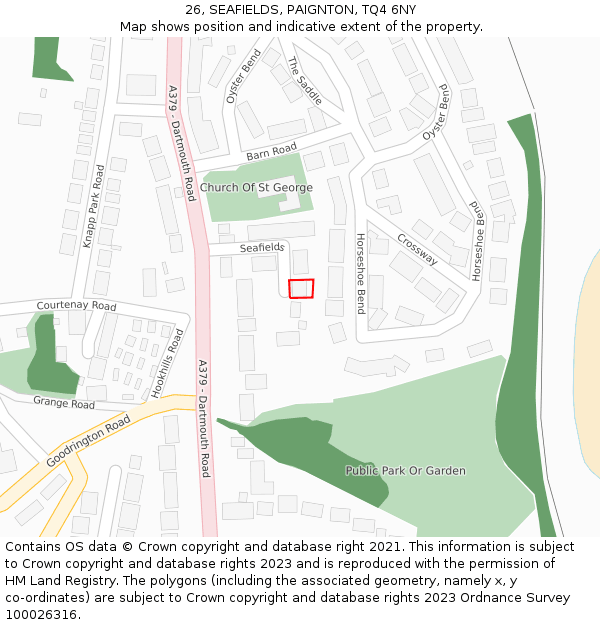 26, SEAFIELDS, PAIGNTON, TQ4 6NY: Location map and indicative extent of plot