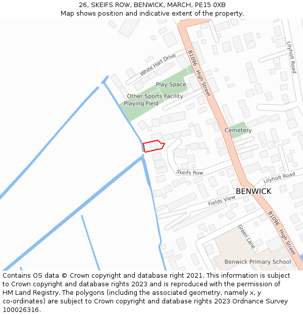 26, SKEIFS ROW, BENWICK, MARCH, PE15 0XB: Location map and indicative extent of plot