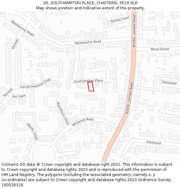 26, SOUTHAMPTON PLACE, CHATTERIS, PE16 6LR: Location map and indicative extent of plot