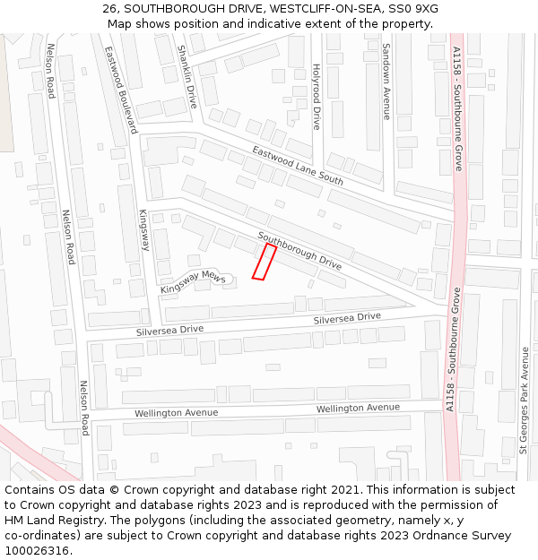 26, SOUTHBOROUGH DRIVE, WESTCLIFF-ON-SEA, SS0 9XG: Location map and indicative extent of plot