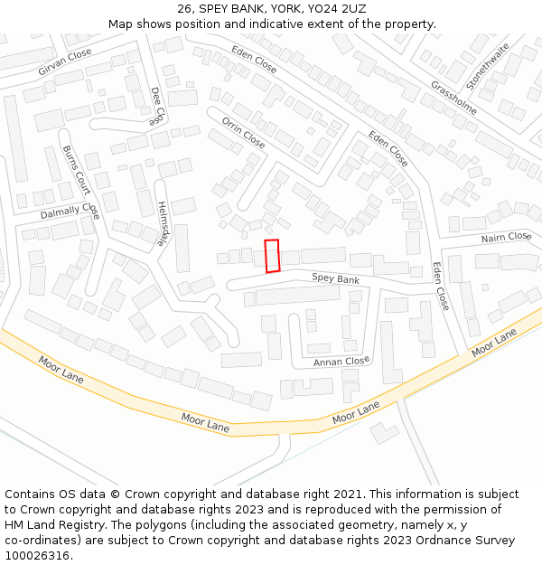 26, SPEY BANK, YORK, YO24 2UZ: Location map and indicative extent of plot