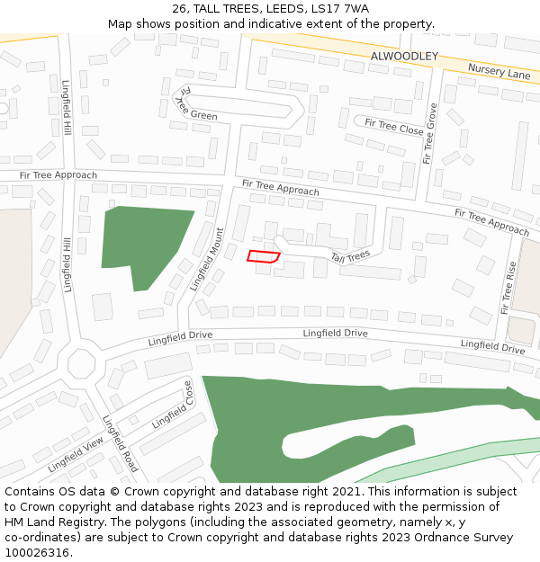 26, TALL TREES, LEEDS, LS17 7WA: Location map and indicative extent of plot
