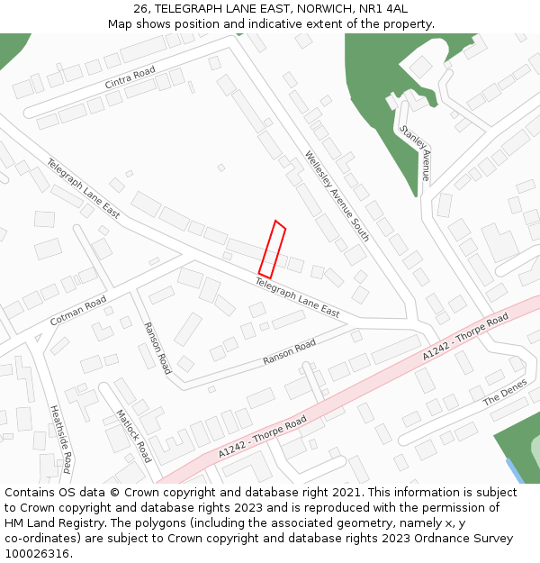 26, TELEGRAPH LANE EAST, NORWICH, NR1 4AL: Location map and indicative extent of plot