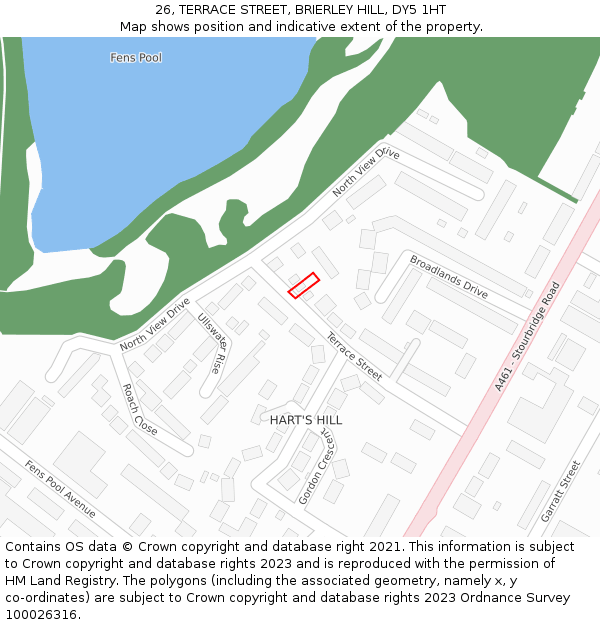 26, TERRACE STREET, BRIERLEY HILL, DY5 1HT: Location map and indicative extent of plot