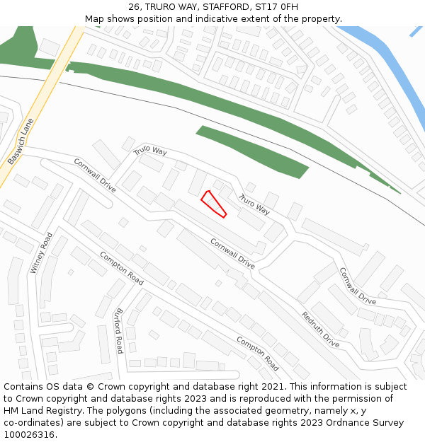 26, TRURO WAY, STAFFORD, ST17 0FH: Location map and indicative extent of plot