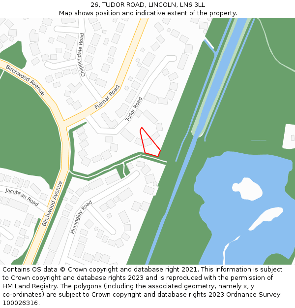 26, TUDOR ROAD, LINCOLN, LN6 3LL: Location map and indicative extent of plot