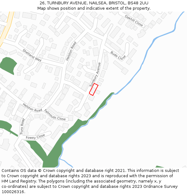 26, TURNBURY AVENUE, NAILSEA, BRISTOL, BS48 2UU: Location map and indicative extent of plot