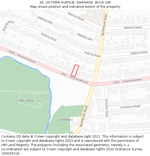 26, VICTORIA AVENUE, SWANAGE, BH19 1AP: Location map and indicative extent of plot