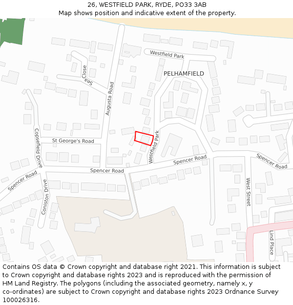 26, WESTFIELD PARK, RYDE, PO33 3AB: Location map and indicative extent of plot