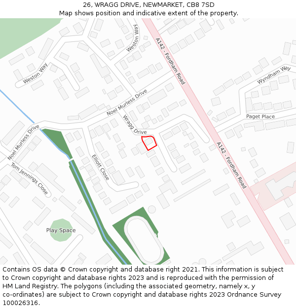 26, WRAGG DRIVE, NEWMARKET, CB8 7SD: Location map and indicative extent of plot