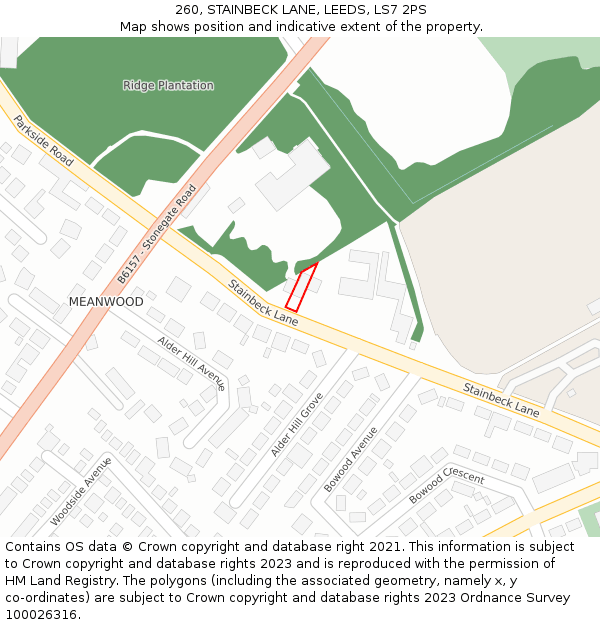 260, STAINBECK LANE, LEEDS, LS7 2PS: Location map and indicative extent of plot
