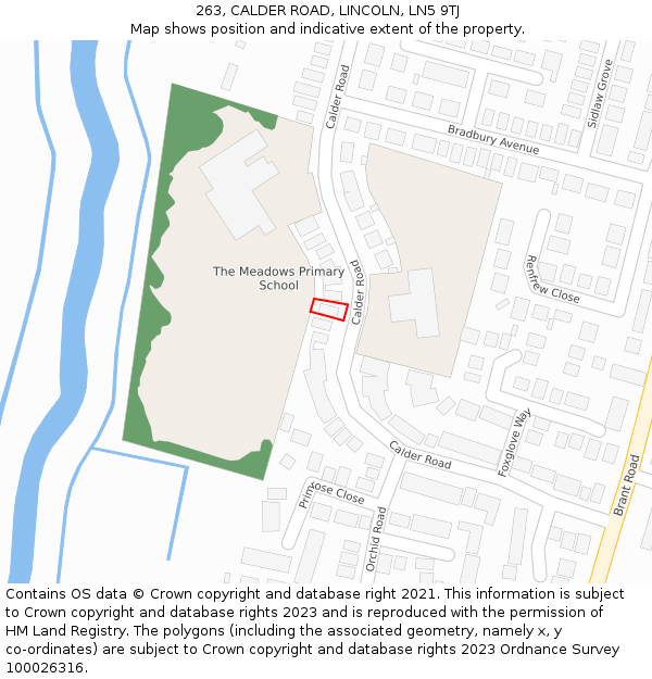 263, CALDER ROAD, LINCOLN, LN5 9TJ: Location map and indicative extent of plot