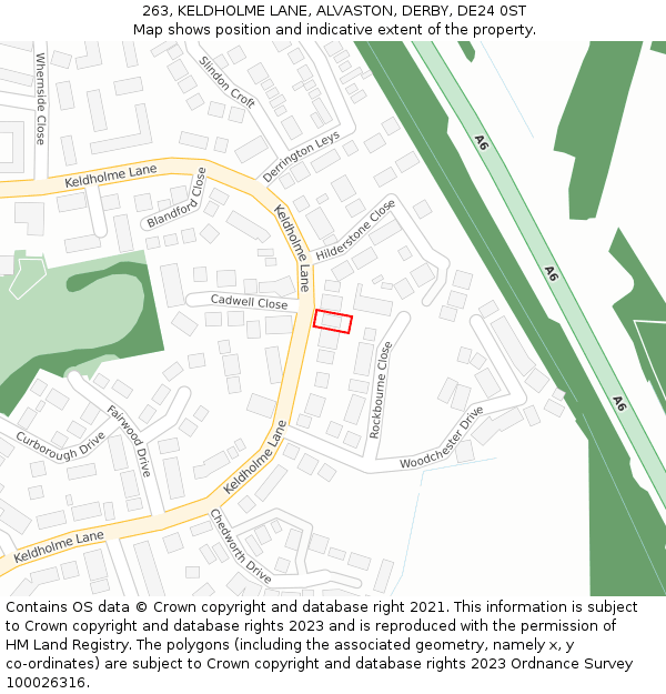 263, KELDHOLME LANE, ALVASTON, DERBY, DE24 0ST: Location map and indicative extent of plot