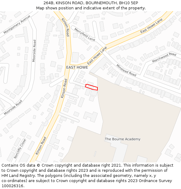 264B, KINSON ROAD, BOURNEMOUTH, BH10 5EP: Location map and indicative extent of plot