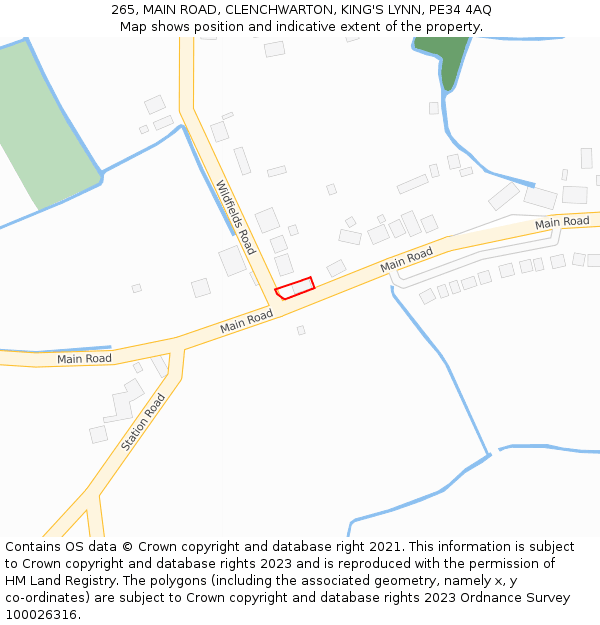 265, MAIN ROAD, CLENCHWARTON, KING'S LYNN, PE34 4AQ: Location map and indicative extent of plot