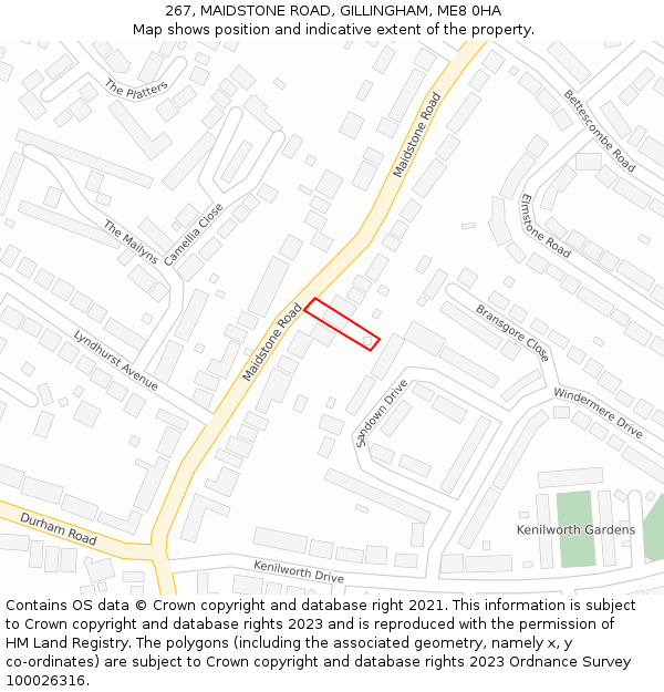 267, MAIDSTONE ROAD, GILLINGHAM, ME8 0HA: Location map and indicative extent of plot