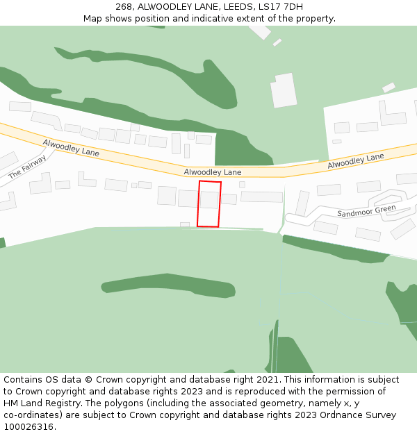 268, ALWOODLEY LANE, LEEDS, LS17 7DH: Location map and indicative extent of plot