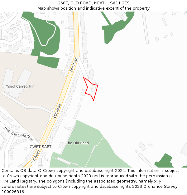 268E, OLD ROAD, NEATH, SA11 2ES: Location map and indicative extent of plot