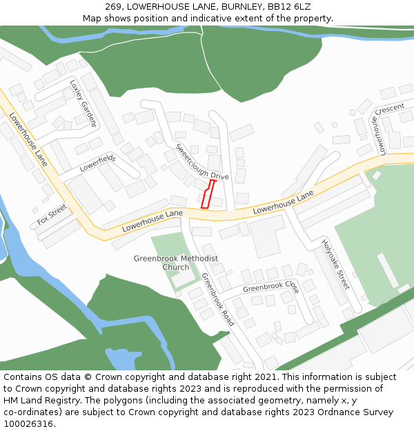 269, LOWERHOUSE LANE, BURNLEY, BB12 6LZ: Location map and indicative extent of plot