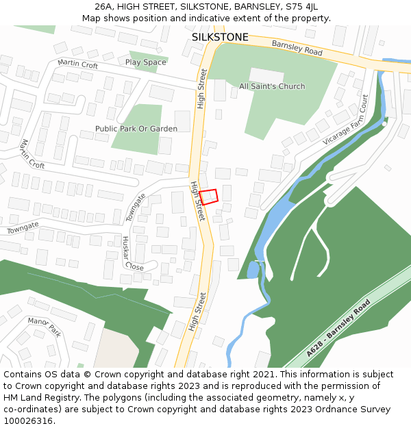 26A, HIGH STREET, SILKSTONE, BARNSLEY, S75 4JL: Location map and indicative extent of plot