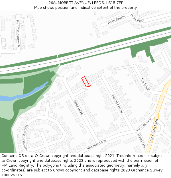 26A, MORRITT AVENUE, LEEDS, LS15 7EP: Location map and indicative extent of plot