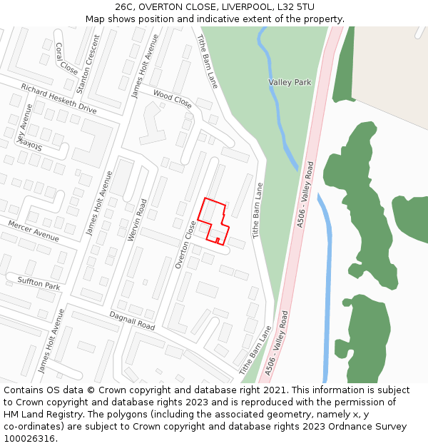 26C, OVERTON CLOSE, LIVERPOOL, L32 5TU: Location map and indicative extent of plot