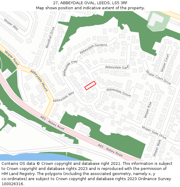 27, ABBEYDALE OVAL, LEEDS, LS5 3RF: Location map and indicative extent of plot